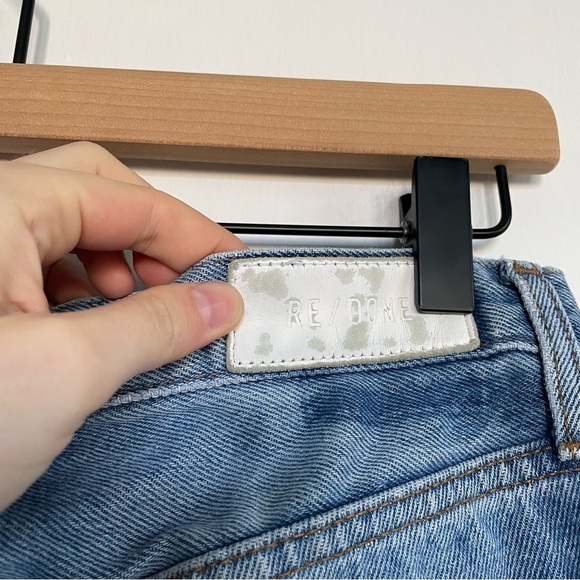 Re/Done Loose Straight Leg Destroyed Medium Blue Jean Distressed Denim Size 27 - Picture 8 of 12